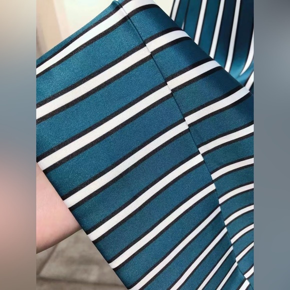 US 12 Self-Portrait Green Alex Stripe Pants NWT - Picture 8 of 11